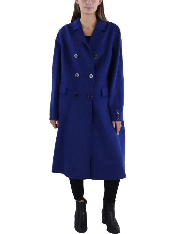 Womens Wool Blend Double Breasted Wool Coat