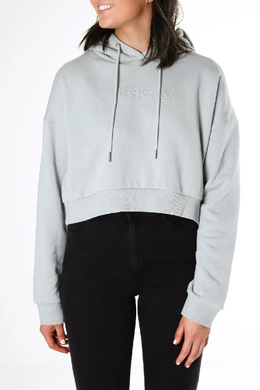 Baggy Crop Hoodie Shark Blue