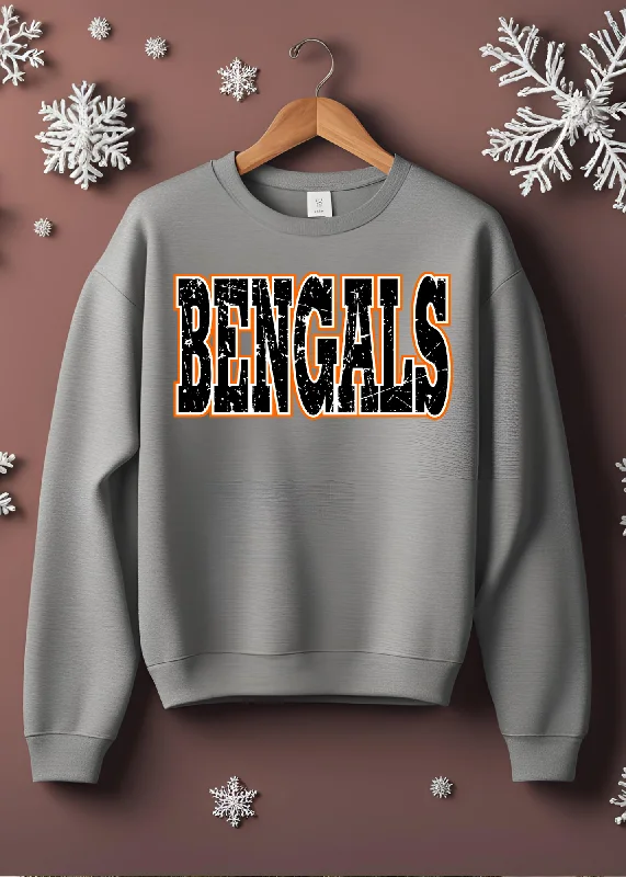 BLACK AND ORANGE BENGALS GRAPHIC PULLOVER