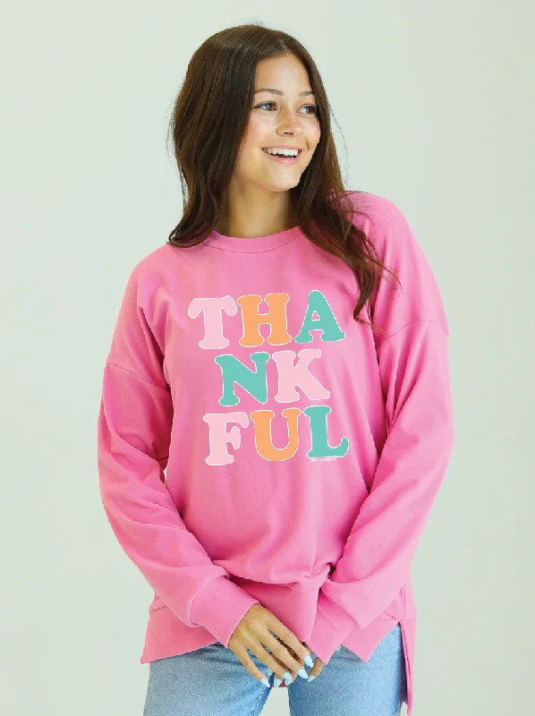 Thankful Micro Fleece Sweatshirt, Pink